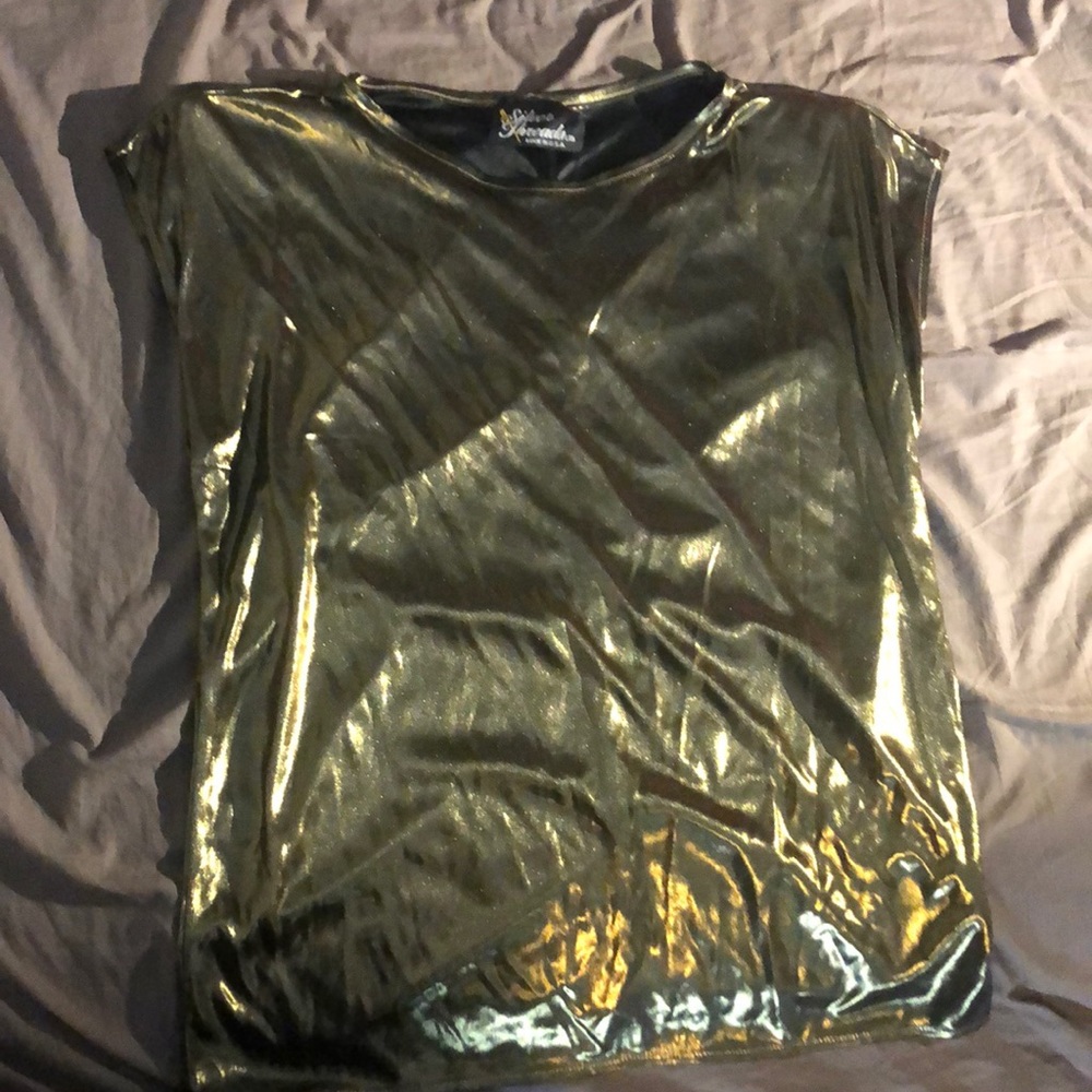 Metallic Golden Sleeveless Shirt